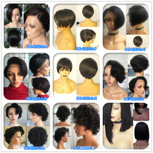 Pixie Cut  100% Peruvian Human Hair Short Lace Bob Wigs in Zurich for Black Women